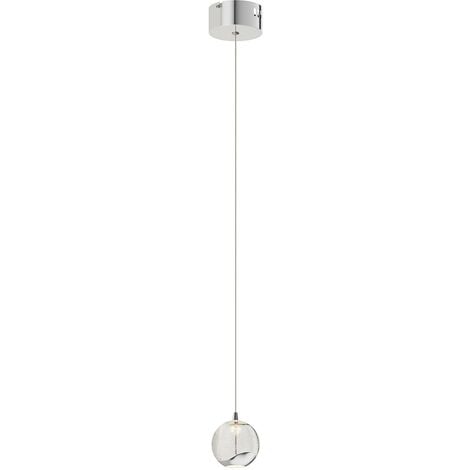 Lucande Hayley LED pendant lamp glass ball 1-bulb chrome