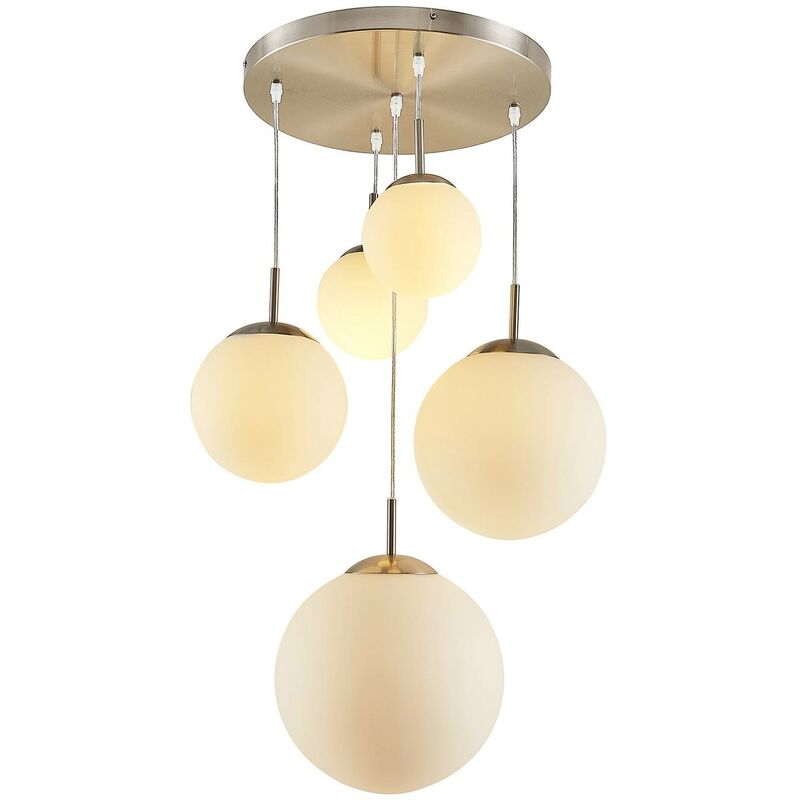 Lindby - Ceiling Light Heleska dimmable (modern) in Silver made of Metal for e.g. Living Room & Dining Room (5 light sources, E27) from matt nickel,