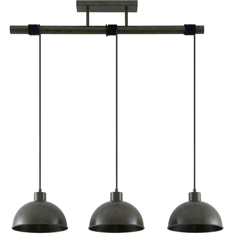 Ceiling Light Jorek dimmable (vintage, antique) in Black made of Metal for e.g. Living Room & Dining Room (3 light sources, E27) from Lindby dark grey