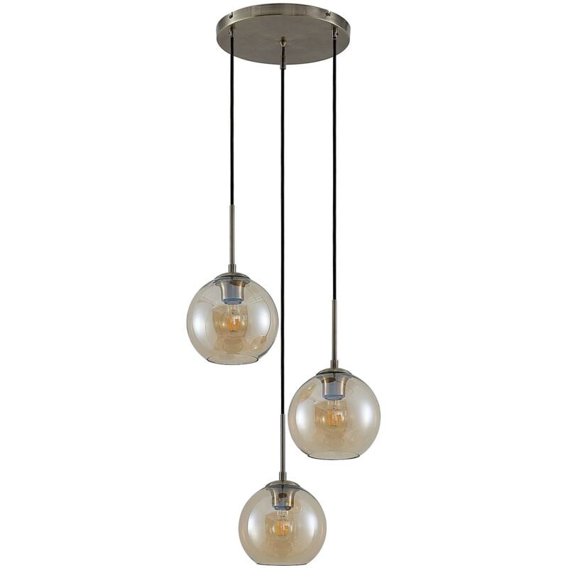 Ceiling Light Jurian dimmable (modern) in Cream made of Metal for e.g. Living Room & Dining Room (3 light sources, E27) from Lindby amber, brass