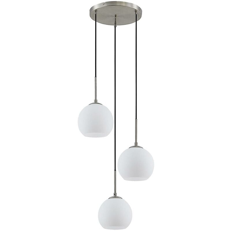Ceiling Light Jurian dimmable (modern) in White made of Metal for e.g. Living Room & Dining Room (3 light sources, E27) from Lindby - opal, nickel