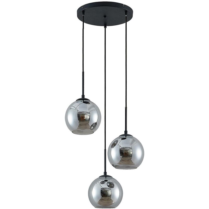 Ceiling Light Jurian dimmable (modern) in Silver made of Metal for e.g. Living Room & Dining Room (3 light sources, E27) from Lindby smoked glass,