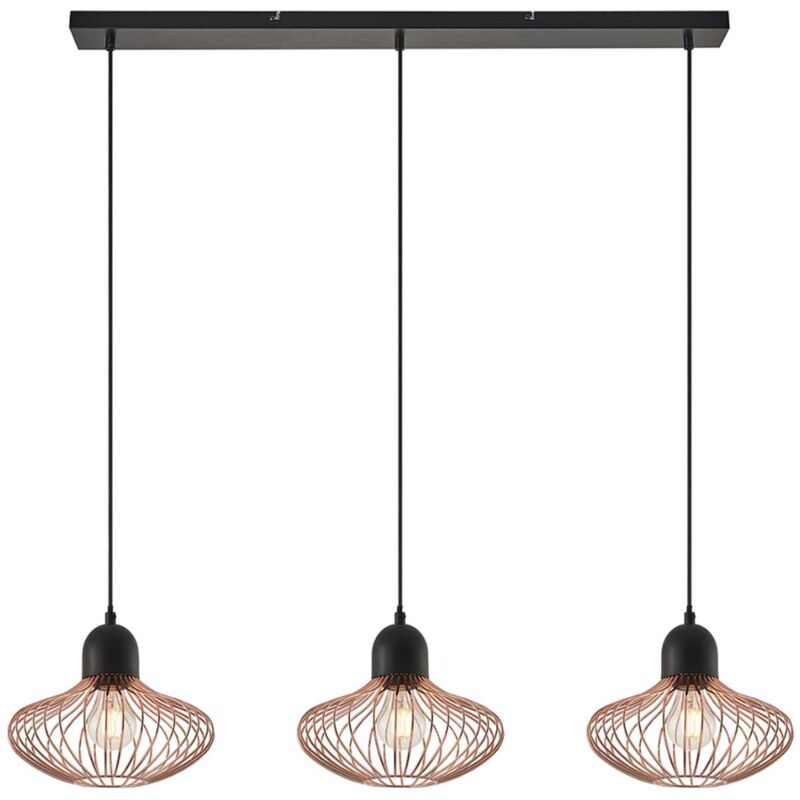 Ceiling Light Justinos in Black made of Metal for e.g. Living Room & Dining Room (3 light sources, E27) from Lindby matt black, copper