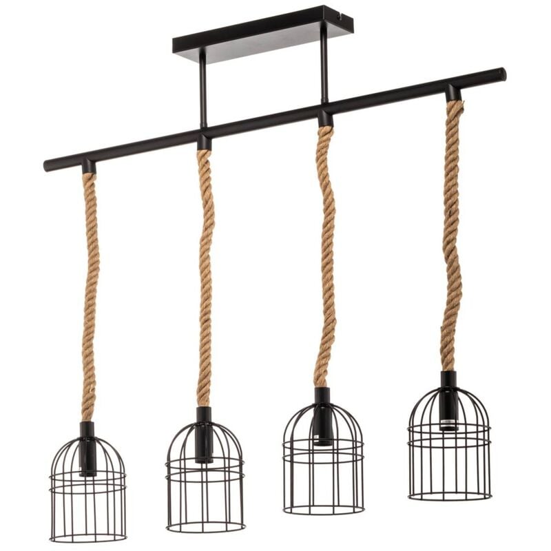 Lindby - Ceiling Light Kaya dimmable (vintage, antique) in Black made of Metal for e.g. Living Room & Dining Room (4 light sources, E14) from matt