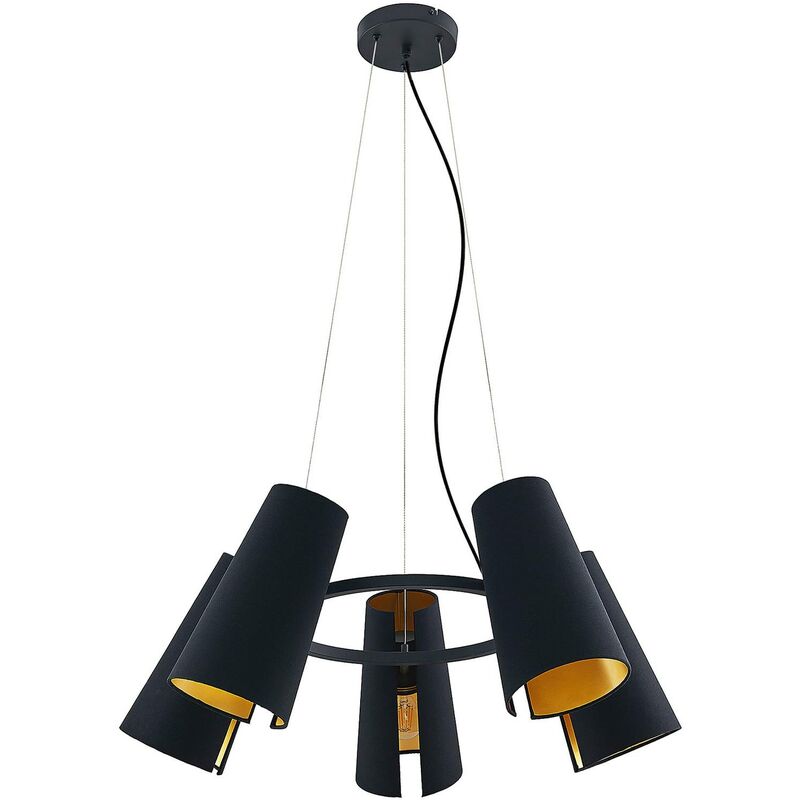 Lucande - Ceiling Light Kemoni dimmable (modern) in Black made of Metal for e.g. Living Room & Dining Room (5 light sources, E27) from black, gold