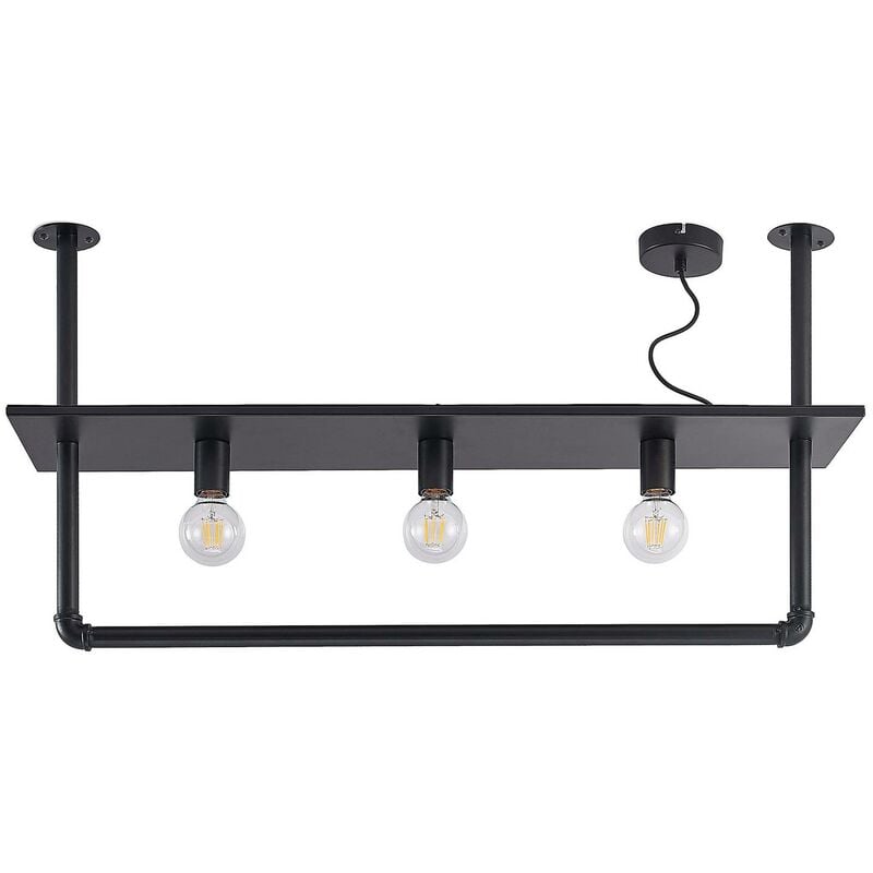 Lindby - Ceiling Light Kirista dimmable (vintage, antique) in Black made of Metal for e.g. Living Room & Dining Room (3 light sources, E27) from black