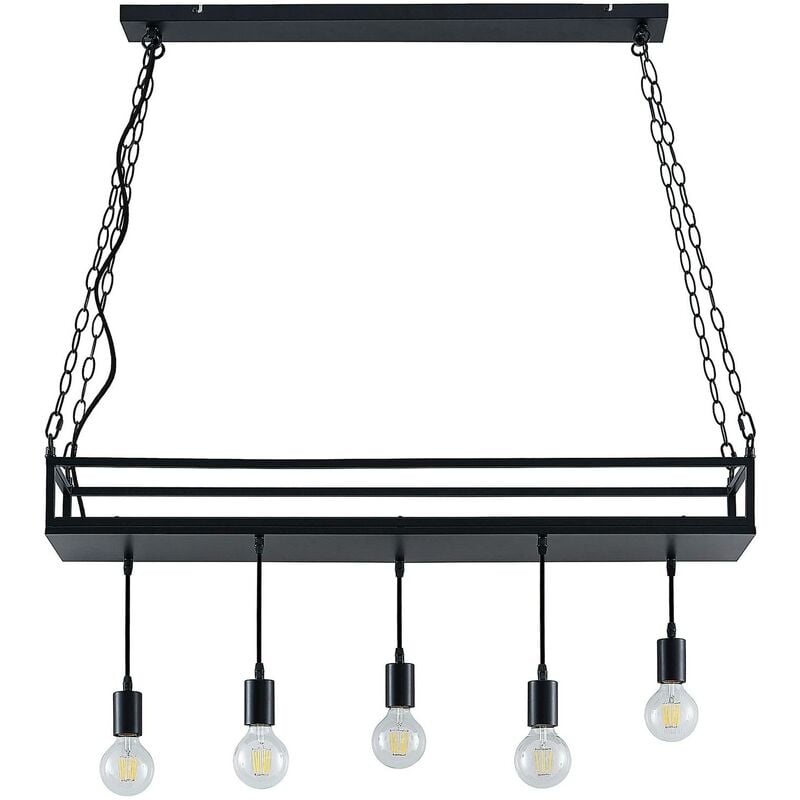 Ceiling Light Kirista dimmable (vintage, antique) in Black made of Metal for e.g. Living Room & Dining Room (5 light sources, E27) from Lindby black