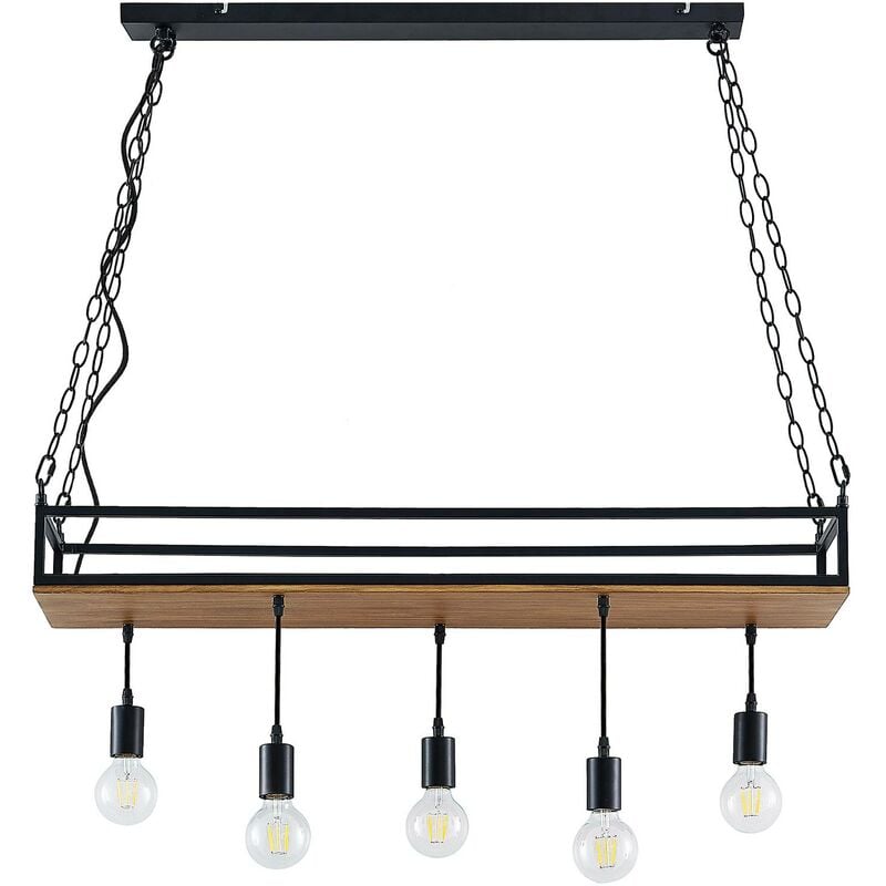 Ceiling Light Kirista dimmable (vintage, antique) in Black made of Metal for e.g. Living Room & Dining Room (5 light sources, E27) from Lindby