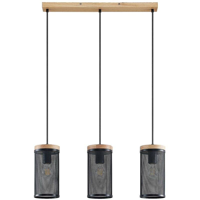 Ceiling Light Kiriya dimmable (modern) in Brown made of Wood for e.g. Living Room & Dining Room (3 light sources, E27) from Lindby light wood, black