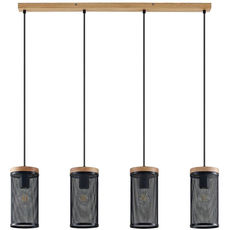 Ceiling Light Kiriya dimmable (modern) in Brown made of Wood for e.g. Living Room & Dining Room (4 light sources, E27) from Lindby light wood, black