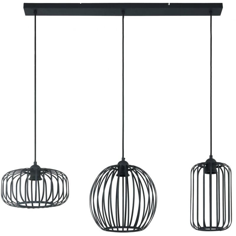 Ceiling Light Krish dimmable (vintage, antique) in Black made of Metal for e.g. Living Room & Dining Room (3 light sources, E27) from Lindby black