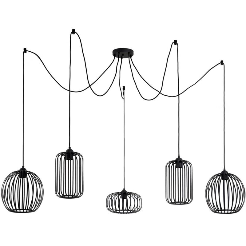 Ceiling Light Krish dimmable (vintage, antique) in Black made of Metal for e.g. Living Room & Dining Room (5 light sources, E27) from Lindby black