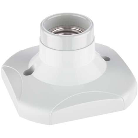 Ceiling light/lamp holder, porcelain, white, 1x E27 max. 60W, energy-saving socket, room accents, glossy, plastic, angular, quick assembly, interchangeable,