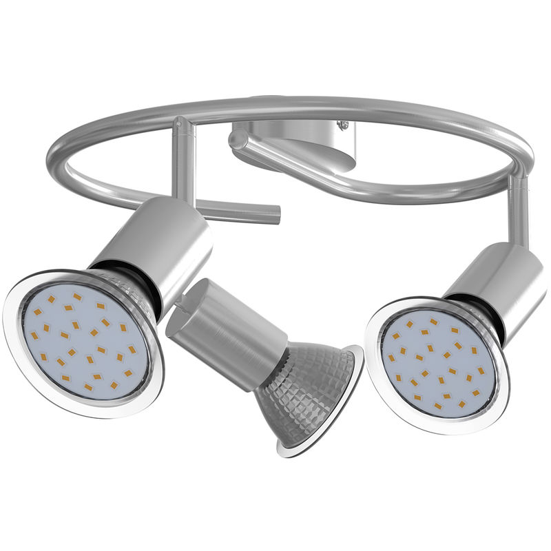 Ceiling Lamp Light Fitting Spotlight Swiveling Angle Adjustable Spots Including LED GU10 Bulbs 3 Flame Wavy