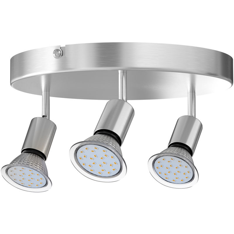 Ceiling Lamp Light Fitting Spotlight Swiveling Angle Adjustable Spots Including LED GU10 Bulbs 3 Flame Round