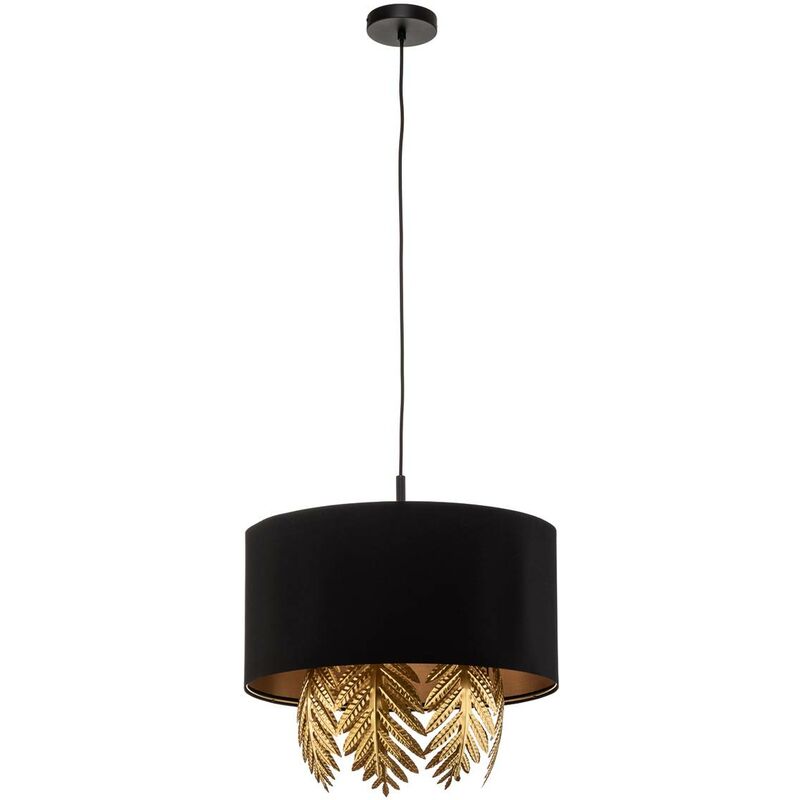 Lucande - Ceiling Light Malviras dimmable (design) in Black made of Textile for e.g. Living Room & Dining Room (3 light sources, E27) from black, gold