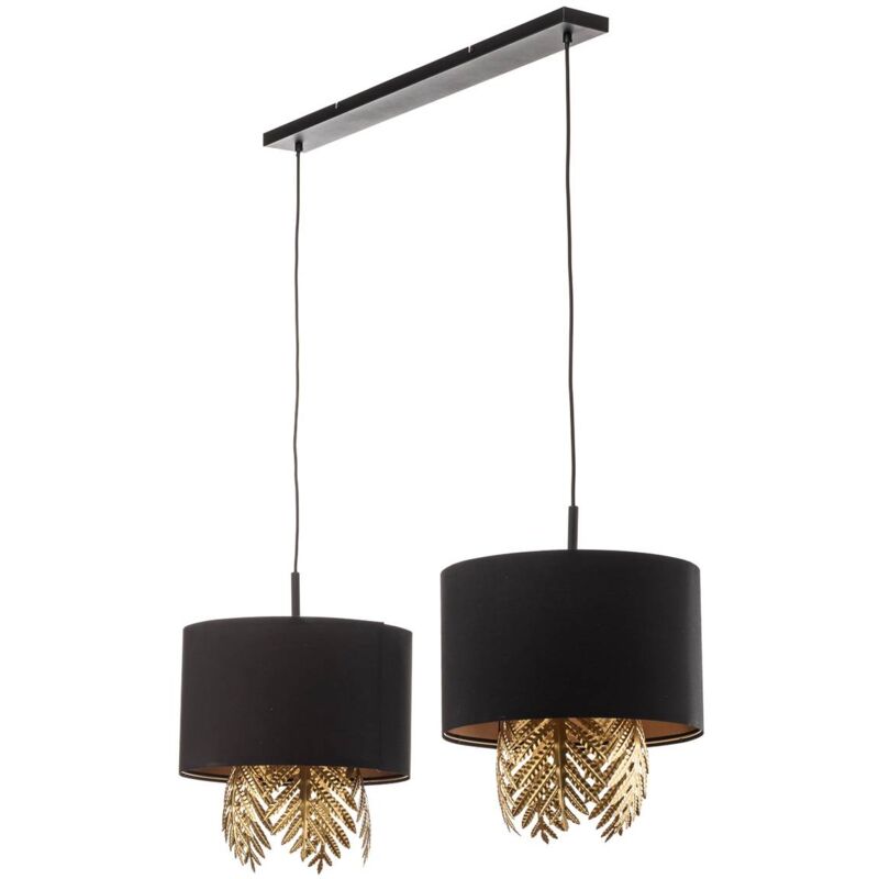 Lucande - Ceiling Light Malviras dimmable (design) in Black made of Textile for e.g. Living Room & Dining Room (6 light sources, E27) from black, gold