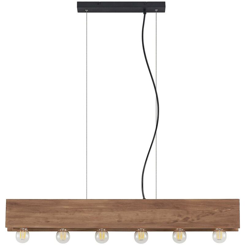 Ceiling Light Malwin dimmable (scandinavian) in Brown made of Wood for e.g. Living Room & Dining Room (6 light sources, E27) from Lindby dark wood,