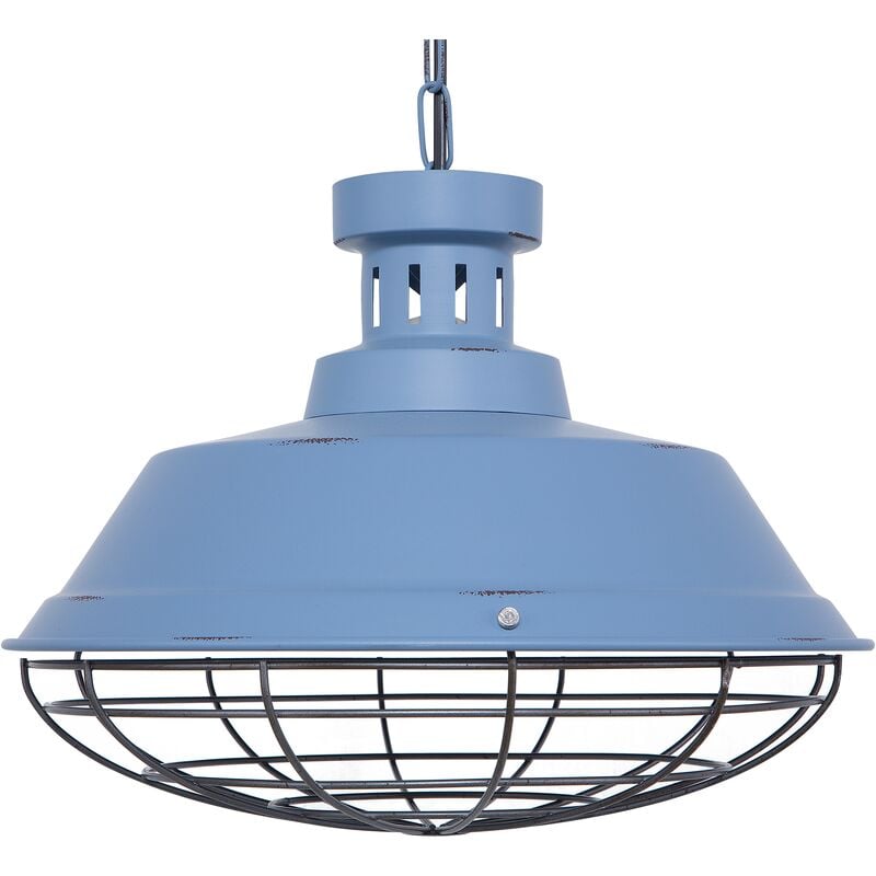 Beliani - Hanging Lamp Ceiling Light Industrial Metal Blue Sormonne