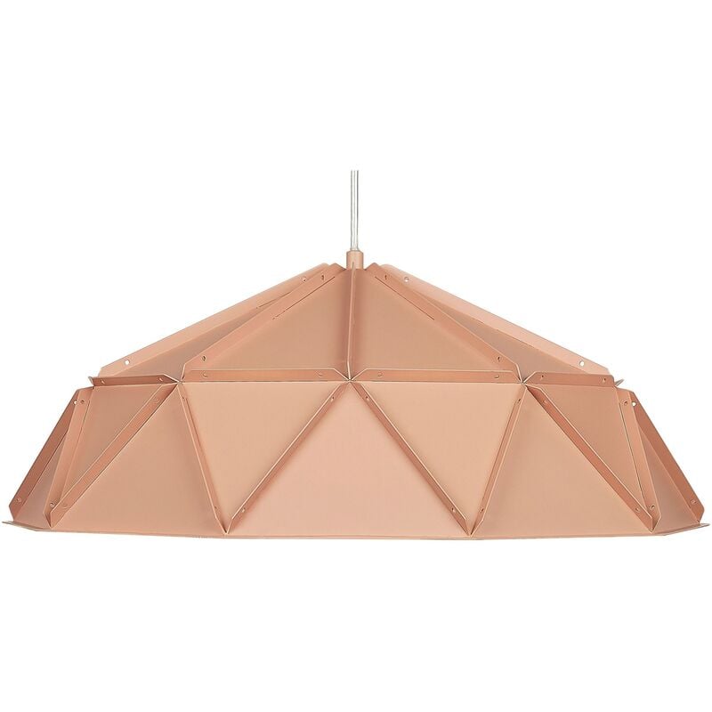 Beliani - Contemporary Geometric Dining Room Pink Pendant Light Metal Ceiling Shade Senia