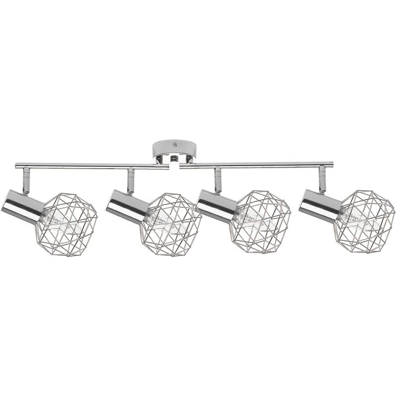 Beliani - Modern Geometric Ceiling Lamp Track Lighting Metal Cage Silver Chenab