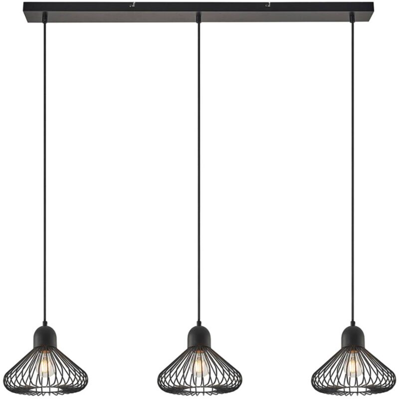 Lindby - Ceiling Light Metehan in Black made of Metal for e.g. Living Room & Dining Room (3 light sources, E27) from matt black