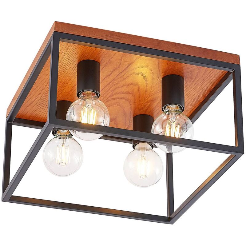 Lindby - Ceiling Lightdimmable 'Miravi' made of Wood for Living Room & Dining Room