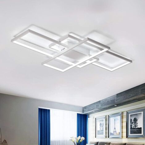 Ceiling Light, Modern LED Ceiling Lamps with 3 Squares,75W Cool White Simple Design Aluminum Acrylic Flush Mount Ceiling Lights Fixtures for Kitchen Dining Living Room Study 6000K,White