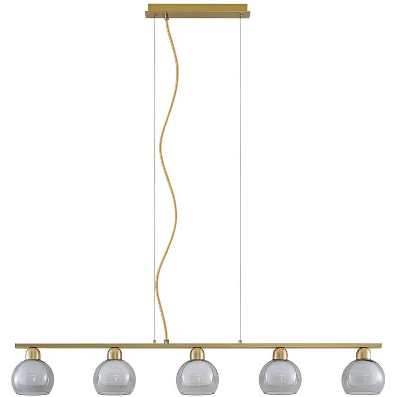 Lucande - Ceiling Light Mylah dimmable (vintage, antique) in Gold made of Metal for e.g. Living Room & Dining Room (5 light sources, E14) from brass,