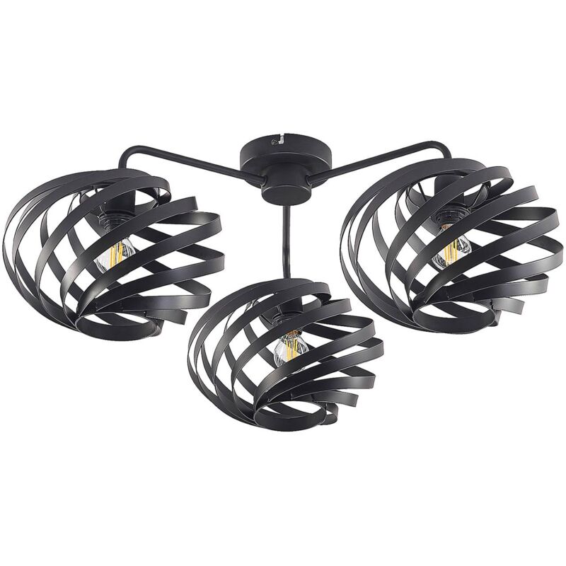 Lindby - Ceiling Light Niobano dimmable (modern) in Black made of Metal for e.g. Living Room & Dining Room (3 light sources, E14) from black