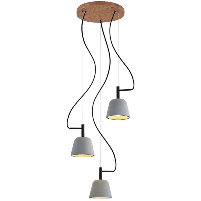 Lucande - Ceiling Light Otavis dimmable (modern) in Brown made of Wood for e.g. Living Room & Dining Room (3 light sources, E14) from light wood, grey