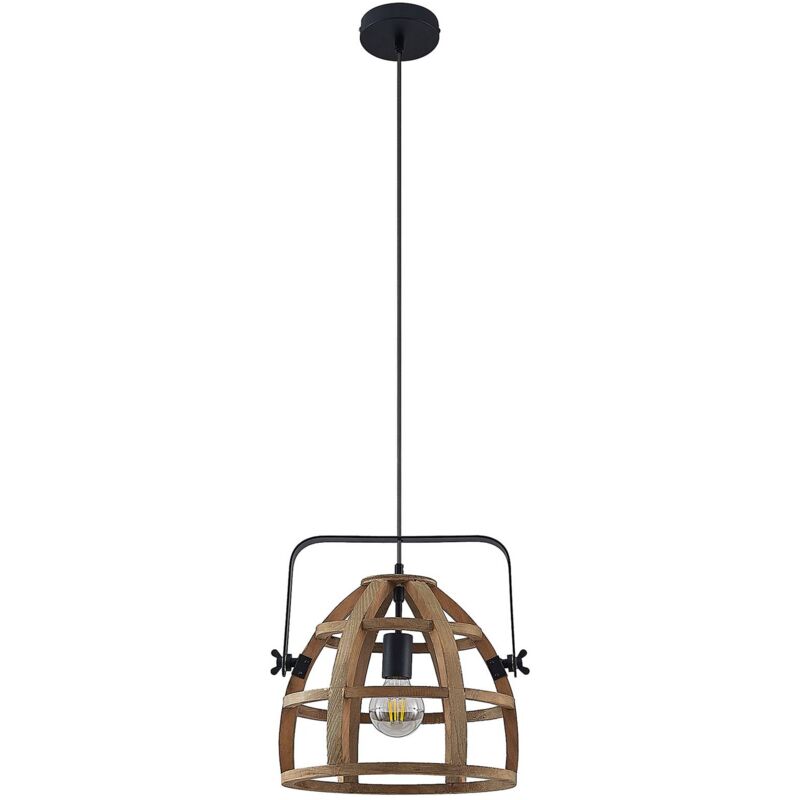 Ceiling Light Pilarion dimmable (scandinavian) in Brown for e.g. Living Room & Dining Room (1 light source, E27) from Lindby black corundum, light