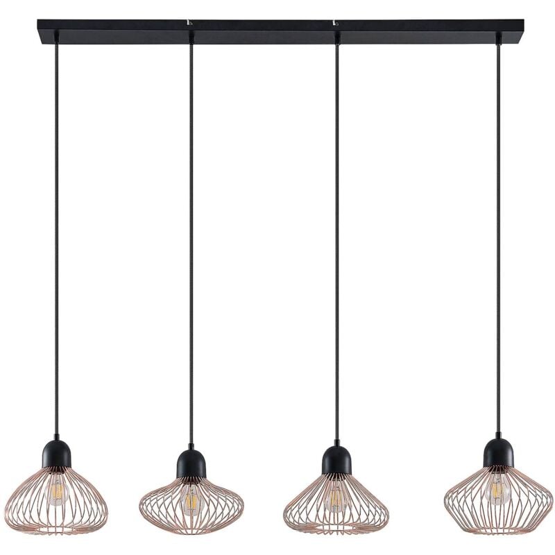 Ceiling Light Raelyn dimmable in Black made of Metal for e.g. Living Room & Dining Room (4 light sources, E27) from Lindby matt black, copper
