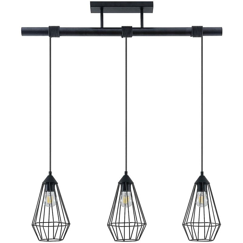 Ceiling Light Remus dimmable (vintage, antique) in Black made of Metal for e.g. Living Room & Dining Room (3 light sources, E27) from Lindby black