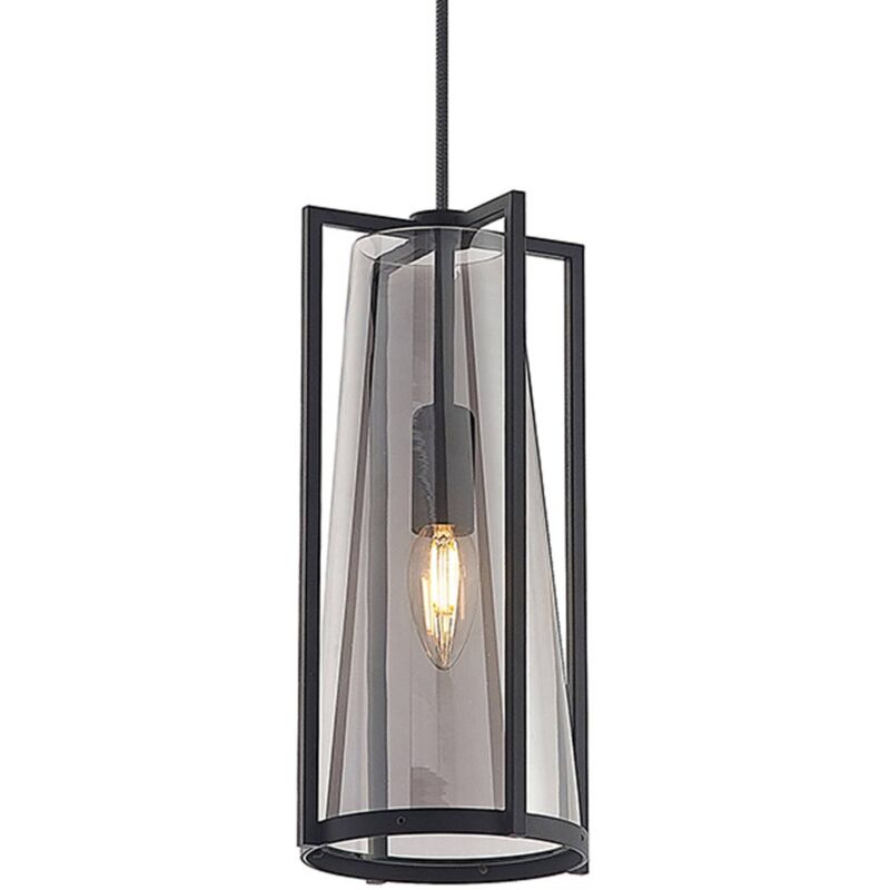 Lucande - Ceiling Light Rufina dimmable (design) in Silver made of Glass for e.g. Living Room & Dining Room (1 light source, E14) from smoky grey,