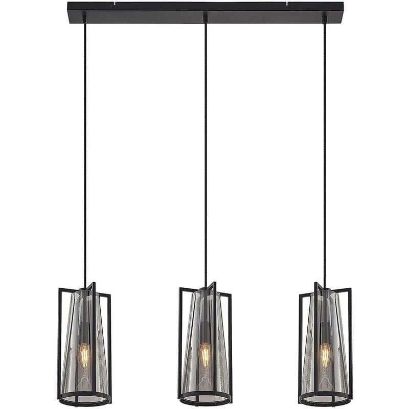 Ceiling Light Rufina dimmable (design) in Silver made of Glass for e.g. Living Room & Dining Room (3 light sources, E14) from Lucande - smoky grey,