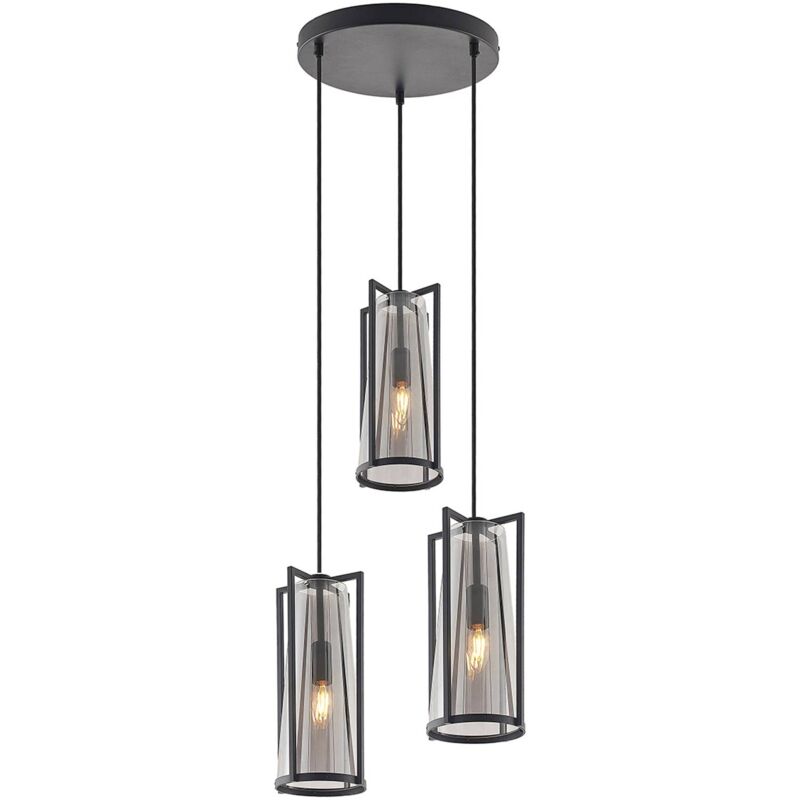 Lucande - Ceiling Light Rufina dimmable (design) in Silver made of Glass for e.g. Living Room & Dining Room (3 light sources, E14) from smoky grey,