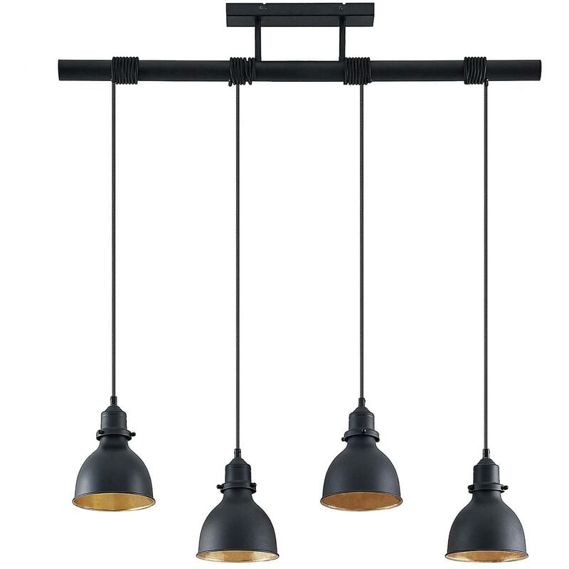 Ceiling Light Senjarik dimmable (vintage, antique) in Black made of Metal for e.g. Living Room & Dining Room (4 light sources, E27) from Lindby