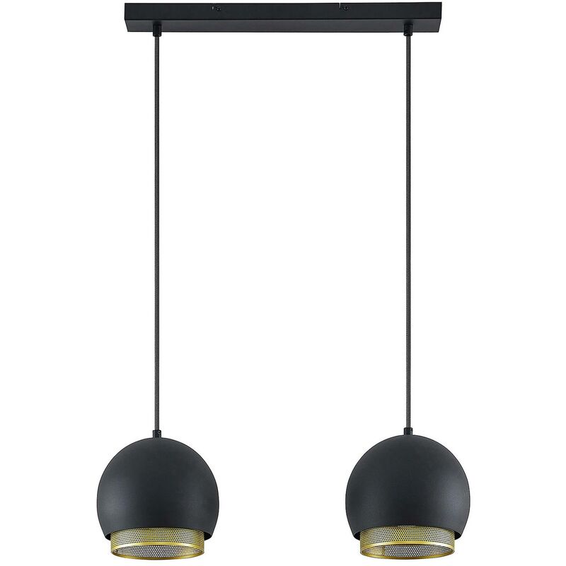 Lucande - Ceiling Light Sivaniel dimmable (modern) in Black made of Metal for e.g. Living Room & Dining Room (2 light sources, E27) from black, gold