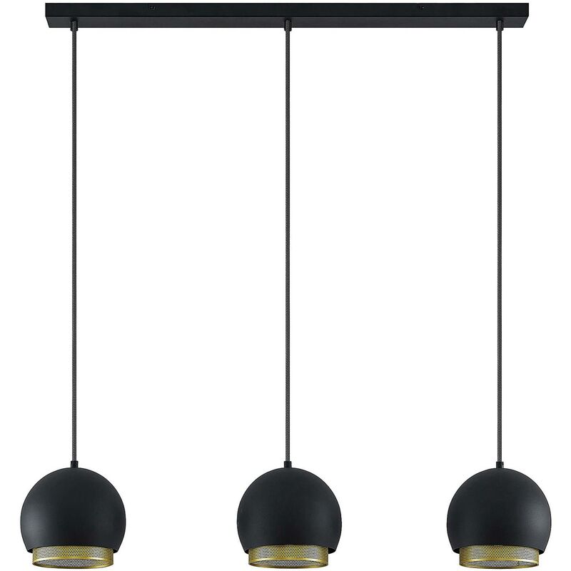 Lucande - Ceiling Light Sivaniel dimmable (modern) in Black made of Metal for e.g. Living Room & Dining Room (3 light sources, E27) from black, gold