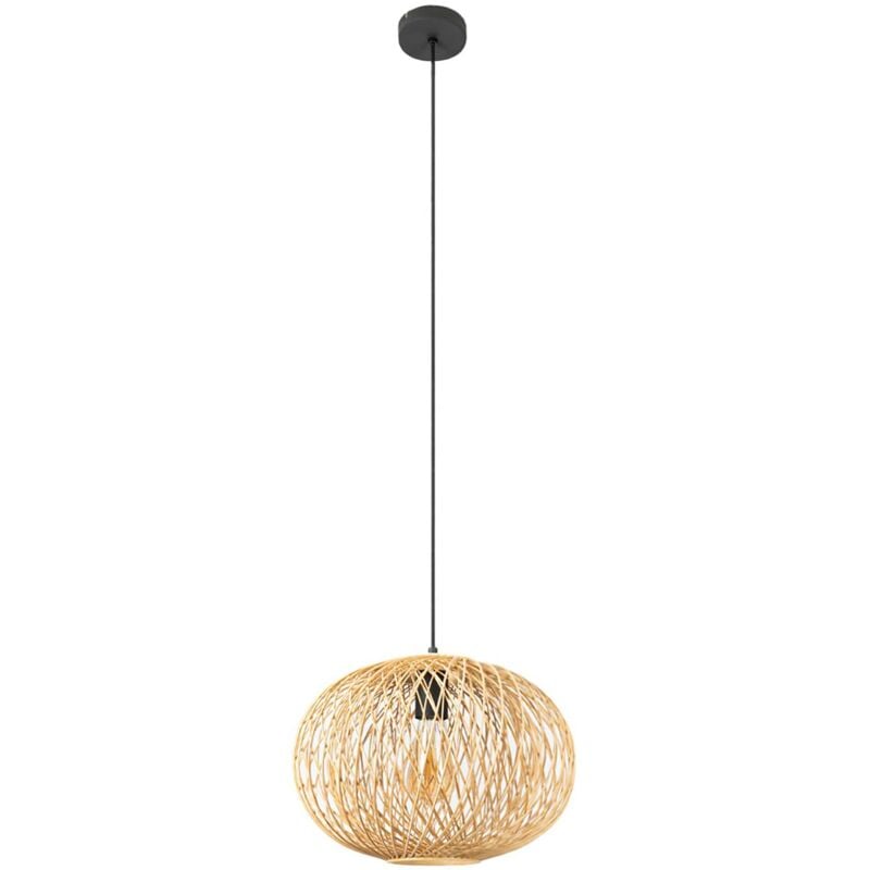 Ceiling Light Solvira dimmable (scandinavian) in Brown for e.g. Living Room & Dining Room (1 light source, E27) from Lindby natural bamboo, black