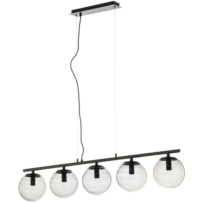 Lucande - Ceiling Light Sotiana dimmable (design) in Black made of Glass for e.g. Living Room & Dining Room (5 light sources, E14) from smoke grey,