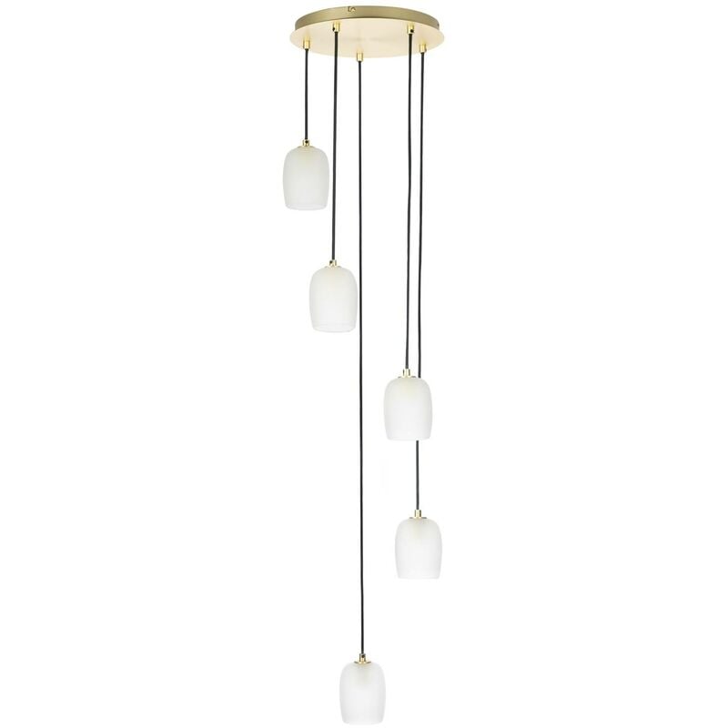 Lucande - Ceiling Light Taylan dimmable (design) in Gold made of Metal for e.g. Living Room & Dining Room (5 light sources, G9) from brass, sand white