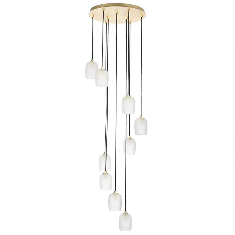 Lucande - Ceiling Light Taylan dimmable (design) in Gold made of Metal for e.g. Living Room & Dining Room (9 light sources, G9) from brass, sand white