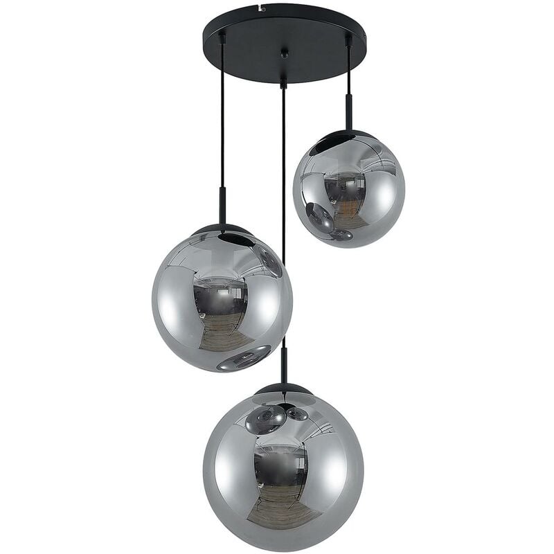 Ceiling Light Teeja dimmable (vintage, antique) in Silver made of Glass for e.g. Living Room & Dining Room (3 light sources, E27) from Lindby smoky