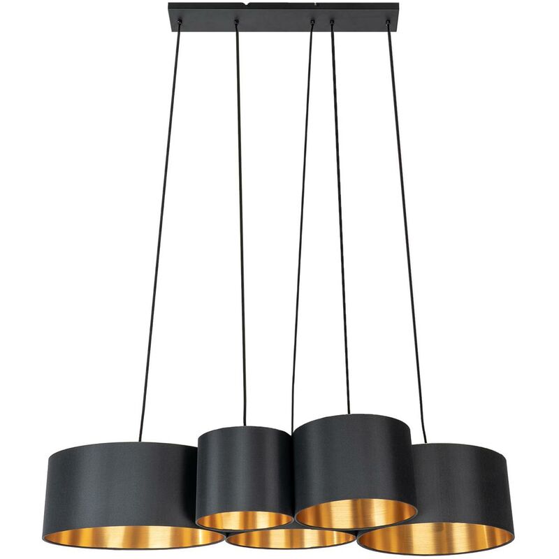 Ceiling Light Vironi dimmable (modern) in Black made of Metal for e.g. Living Room & Dining Room (5 light sources, E27) from Lindby black, gold
