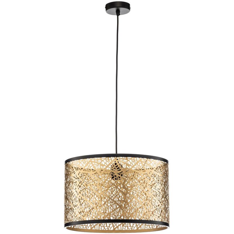 Ceiling Light Yonah dimmable) in Gold made of Textile for e.g. Living Room & Dining Room (1 light source, E27) from Lindby - gold, black