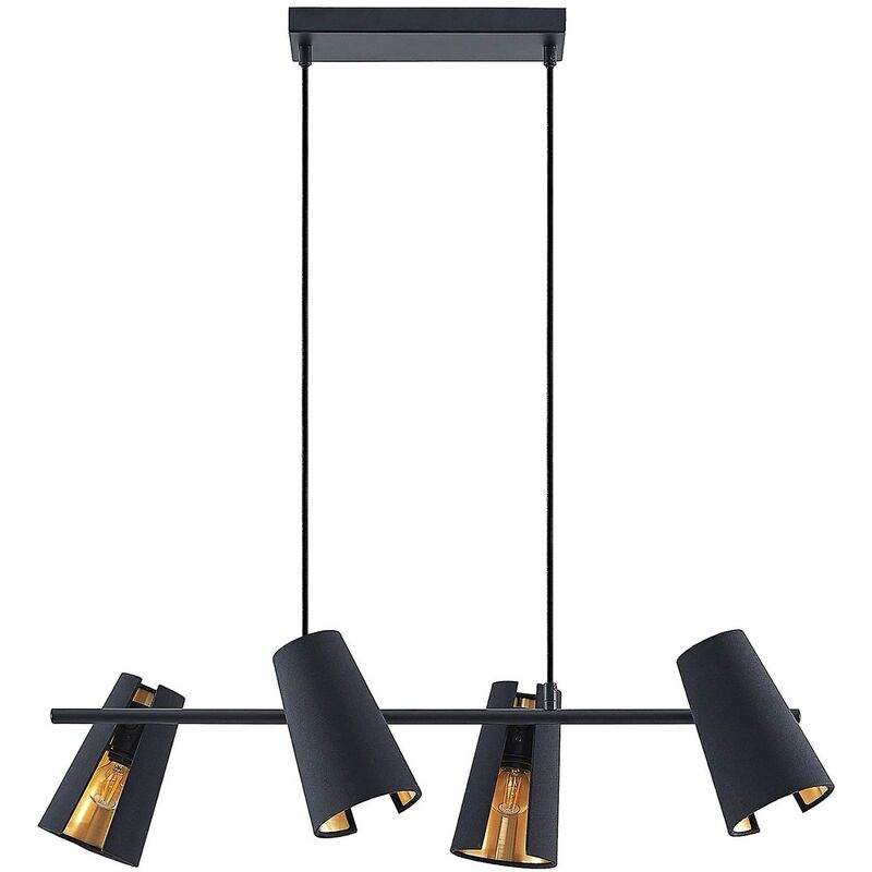 Ceiling Light Zylindro dimmable (modern) in Black made of Textile for e.g. Living Room & Dining Room (4 light sources, E14) from Lindby black, gold