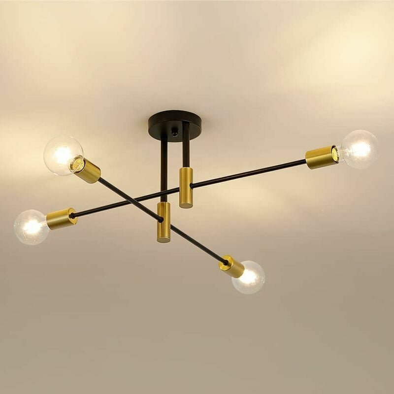 Ceiling Lights, 4 Arms Ceiling Lights Diameter 60cm, 180Ḟ Adjustable Ceiling Chandeliers for Loft Dining Room Living Room, E27 Bulb Not Included