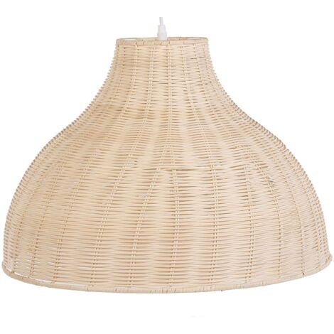 Ceiling Pendant Lamp Rattan Light Wood Round Bell Shade Modern Boho Millian